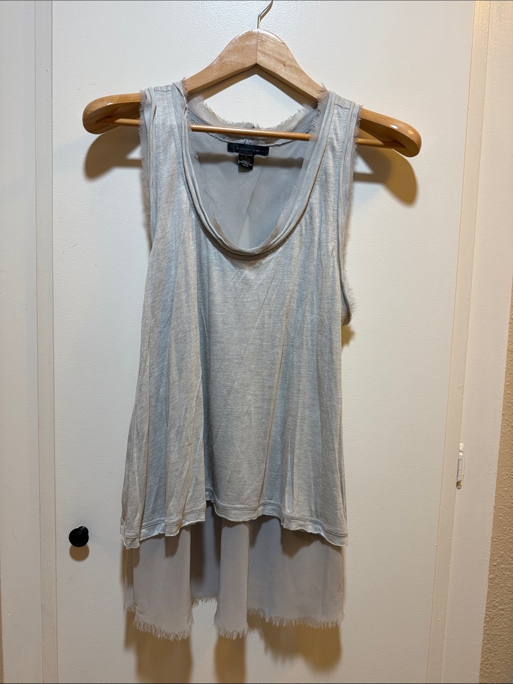 Caribbean Queen Light Gray Layered Chiffon Hem Tank